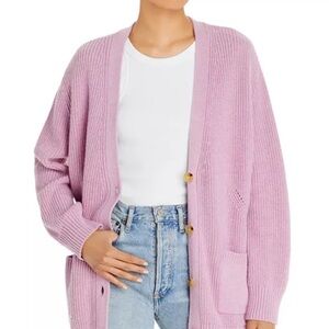 ATM Anthony Thomas Melillo Ribbed Button-Front Cardigan Hyacinth XL NEW Flaw